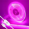 HEGEHE - Striscia LED COB Flessibile 5V Dimmerabile [0.5M,Rosa], Alimentazione USB, 320 LED/m, Tagliabile, CRI85+, Ideale per Camera da Letto, Cucina, Sala Giochi, Soggiorno e Negozi