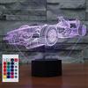 SUPERHONGJIHAO Luce notturna per bambini, lampada LED 3D di auto da corsa con telecomando, 16 colori intercambiabili, regalo di compleanno per bambini