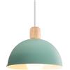 iDEGU Lampada a Sospensione Retrò 20CM LED Lampada a Soffitto in Legna Metallo Moderna Lampadario Stile Scandinavo a Semicerchio Plafoniera per Soggiorno Sala da Pranzo Camera da Letto (Verde)