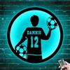 ASD Jewerly Numero E Nome Personalizzati Giocatore Di Calcio Segno In Metallo Con Luce Led, Calcio Sport Home Decor Neon Segno Wall Art, Natale Compleanno Calciobambini Regalo