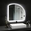 JSLJDM Specchio Bagno con Luce Semicircolare, Specchio Bagno Retroilluminato con Anti-Appannamento, Temperatura Colore Regolabile 3000K-6500K, Vetro Temperato HD Specchio Bagno LED