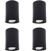 Maclean MCE 422 per Lampadine LED GU10 Max.40W Plafone Orientabile Faretto da Soffitto Diversi Colori e Forme IP20 Spot Moderno (Nero, 4x Plafoniera Rotonda+4x Lampadina 7W Bianco Caldo)