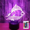 SUPERHONGJIHAO Delfino LED luce notturna 3D bambini lampada da comodino 16 colori cambiano con telecomando per bambino