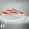 HEGEHE Striscia LED 220V 1M, Bianco 6000-6500K, con impostazione ON/OFF, 120LEDs/m Striscia LED impermeabile IP65 flessibile e tagliabile CRI90+, illuminazione decorativa per casa e negozi