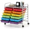 HOMASIS Cassettiera Plastica con Cassetti, Mobiletto Cassettiera con Ruote, Carrello Armadio con Struttura in Metallo per Salotto, Ufficio, Studio (Modello 1, Colorato, 64 x 38 x 62 cm)