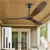 MSHENUED Ventilatore a soffitto esterno da 70 pollici, moderno ventilatore a soffitto in legno massello, telecomando per tetti inclinati alti e bassi nel cortile interno, ventilatore a soffitto DC marrone