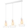 iDEGU 3 Luci Lampadario a Sospensione Industriale Vintage Lampada a Sospensione 20cm Metallo Gabbia Paralume Illuminazione E27 Lampada da Soffitto per Soggiorno Cucina Sala da Pranzo (Bianco, Barra)