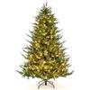 COSTWAY Albero di Natale 136/183/213 cm, Albero di Natale Artificiale Pre-Illuminato con 386/788/1130 Rami in PE e PVC, 180/280/380 Luci a LED Bianco Caldo e 8 Modalità di Illuminazione (183 cm)
