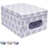 VIRSUS Scatola Portabiancheria per cambio stagione 2502, Misura 40x50x25 cm, Finestra Trasparente, Box Contenitore Salvaspazio Organizer Armadio per vestiti e biancheria (Bianco Fantasia)