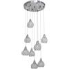 TEKHOME Lampadario da soffitto a sospensione plafoniera 38.5 watt con sfere con cristalli gocce in acrilico 9 portalampada attacco g9 lampada sospesa oro o argento B37 (ARGENTO)