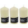 Hofer Candele Grandi Avorio a Colonna - 8 x 15 cm - Set di 3 Candele Decorative Cilindriche - Colore Avorio - Lunga Durata di 60 Ore - Cera Antigoccia - Non Profumate - Qualità RAL