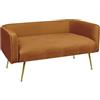 IlGruppone Divano Due Posti in Velluto Gambe in Acciaio Color Oro Divanetto 2 Persone 126x49x57 Cm Design Moderno Soggiorno Panca Pie di Letto - Ruggine