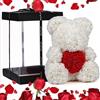 Passionefiori.it Orso di Rose con cuore rosso 25cm, fatto con Rose, con confezione regalo per San Valentino, orsetto per fidanzata, Amica, orsacchiotto, teddy bear in Italia (Bianco Cuore Rosso, 25cm)