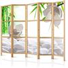 decomonkey Paravento Pietre bianche Bambù fiore, 5 pannelli, 225x171 cm | divisorio separè, per la separazione degli ambienti, casa, ufficio, spa