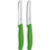 Victorinox Swiss Classic, Coltello da colazione, Coltello da pane, Lama affilata, seghettata, 11 cm, Manico in plastica, Acciaio inossidabile, Set da 2 Pezzi, Verde