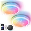 Aigostar Mesh - Plafoniera Led Soffitto Intelligente Bluetooth Mesh, Ø39CM, 24W, Plafoniera Alexa, 2650LM, 3000K-6500K e RGB Dimmerabile, Plafoniere da Soffitto per Cucina, Soggiorno, 2 Unità