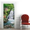 A.Monamour Adesivo Porta Autoadesiva 3D Cascata Nel Paesaggio Della Natura Della Foresta Vinile PVC Adesivi per Porte Interne Pellicola Adesiva Poster Sticker Murale Parete Carta da Parati 77x200cm