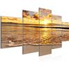 Runa Art - Quadri Tramonto Spiaggia 200 x 100 cm 5 Pezzi XXL Decorazione Murale Design Beige Blu 607951a