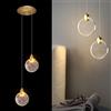 LIGKIN 2 luci LED Lampada a Sospensione 10W Creativa Lampadario Moderna Rotonda Cristallo Luce da Soffitto Luce Calda Illuminazione per Soggiorno Ristorante Scala