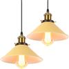 iDEGU 2 Pezzi Lampada a Sospensione Retrò 22cm Lampada da Soffitto Vintage in Metallo E27 Lampadario a Sospensione Moderno Stile Scandinavo Plafoniera per Soggiorno Cucina Cameretta (Giallo Chiaro)