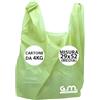 Generic GM - Kg.4 Buste Spesa Biodegradabili con Manico, Mis.29x52, Circa 300 Pezzi Totali, Shopper Verde BIO Compostabili Per Alimenti, Sacchetti Extra Resisenti, Buste per Rifiuti Organici,(Misura MEDIA)
