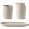 Inbagno Set accessori bagno color crema 3 pezzi Taki - Dispenser, portaspazzolino e vassoio in plastica opaca