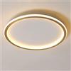 YUISLE Plafoniera a LED Rotonda, Plafoniera a Cerchio Ultrasottile Moderna Nordica Lampada da Soffitto in Metallo a Montaggio Superficiale per Soggiorno, Lampada da Camera da Letto,Oro+Bianco Caldo-30cm 36W