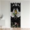 Loussiesd Tenda per porta con sole e luna, per la privacy, 86 x 203 cm, tenda oscurante per camera da letto con teschio, girasoli, fiori botanici, nero, giallo, 30%-50%