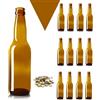 Firmadigaranzia srl 60 Pz Bottiglia Birra VETRO vuota 330 ml LONGNECK in vetro di colore abra Completa di Tappo Corona 26 mm - KIT per fare la birra ARTIGIANALE - Bottiglie birra vuote comprese di tappi