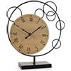 MA MAISON Orologio da Tavolo - Quadrante in Legno, Struttura in Metallo, Arredo Elegante, Tondo, Colore Oro/Nero, Idea per Salotto, Regalo - 24 x 7 x 27h cm