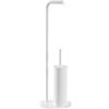 Inbagno Piantana Bagno Portarotolo E Portascopino Taki In Acciaio Bianco - 22x22x67,2 Cm - Finitura Opaca Con Contenitore Removibile