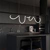 Yuelux Lampadario LED Sospensione Moderno a Onda, Dimmerabile 3000K-6000K, Altezza Regolabile 100cm, Telecomando, per Cucina e Sala da Pranzo, 80-150cm (Nero, 150cm)