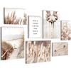 Novart Quadros - Completamente Pronto Da Appendere - Immagini - Erba Di Pampa - 7 Pezzi Set Moderni - N003971a