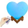 Generic Lampada a forma di cuore a 16 colori, lampada LED d'atmosfera, lanterna luminosa con supporto e telecomando, illuminazione LED ricaricabile tramite USB, per San, asilo, soggiorno