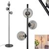 Hofstein Lampada da Terra Moderna in Metallo/vetro Nero/Fumo, con Ombrello in Vetro (Ø 12 cm), con Interruttore a Pedale sul Cavo, 3 x G9