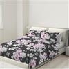 BANZAII TEXTILE INNOVATOR ONLINE Banzaii Copripiumino Singolo 155x200 cm con Cerniera e Lacci Angolari 100% Microfibra Manopesca, Set Copripiumino e Federa con Zip 50x80 cm, Made in Italy, Sally Nero