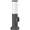 ledscom.de Luce di sentiero/bitta PORU per esterni, IP44, 39 cm, antracite, 1x E27 max. 40W, presa di corrente