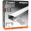 Eurocali 1x Profilo da 2 metri (2mt) in Alluminio grigio per Strisce LED Schermatura Opaca ingombro max striscia led 21.5mm - 23.5 x 9.8