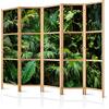decomonkey Paravento Decorativo 225x172 cm - Motivo foglie verdi e piante, paraventi divisori per interni in legno massiccio, parete pieghevole zen per casa e ufficio moderno - 5 pannelli