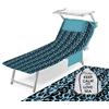 Tex family Telo Mare Lettino Teddy in Microfibra con Tasche Misura CM. 80 X 190 (Leopardo Blu)