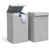 DuneDesign Set di 2: 50L Cesto Biancheria Sporca con Coperchio - 30x30x60 Cesta Portabiancheria Salvaspazio Grigio - Mobile Bagno Laundry Basket Cestino Panni Sporchi Porta Biancheria Sporca per Bagno