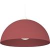 L+ Lampadario a Sospensione Moderno per Cucina e Soggiorno | Lampada Mezza Sfera Metallo 40cm E27 | Design Industriale Made in Italy (Rosso Cowhide RAL 19-1533 TCX, Cavo 80cm)