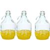 mille idee 3X Bottiglie Bottiglia damigiane Dama Fiasco di Vetro 5 Litri per Il Vino 35x17x17cm Tappo Meccanico