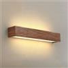SANGPAO Minimalismo nordico Lampada da parete rustica in legno lungo color noce Lampada da parete lineare a LED per fattoria vintage Lampada da parete per bagno Vanity Barra sopra lo specchio Illumina
