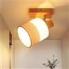 Glitzerlife Faretto da soffitto a LED a 1 fiamma corridoio lampada da soffitto in legno E14 vintage orientabile a 350° soffitto retrò faretto camera da letto cucina senza fonte di luce
