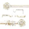 AT17 Bastone per Tende Estensibile Shabby Chic White & Gold Bouquet Collection 160-300 cm