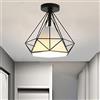 Chao Zan Vintage Industriale Plafoniera da Soffitto E27 Retro Luce Pendente Di Diamanti Paralume Dorato Metallo Lampadario Lampada a Sospensione Gabbia per Camera da Letto Soggiorno Cucina Corridoio (Nero)