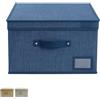 VIRSUS 1 Scatola Maxi Portaoggetti Pieghevole in tessuto con coperchio 6924, misura 50x40x25 cm, contenitore salvaspazio con maniglia per Armadio organizer per vestiti, accessori (Blu)