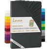 Lavea® Lenzuolo con Angoli Matrimoniale 180x200 cm - Jersey 100% Cotone - Per Materassi Topper fino a 10 cm - Con Elastico Tutto Intorno - Certificato OEKO-TEX - Antracite
