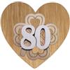 DLM Bomboniere DLM-A835 Bomboniere 12 Calamite Magneti in legno cm 5x5 linea cuore con quadrifoglio portafortuna e numero 80 bianco per confettate segnaposti di 80 Compleanno maschio e Femmina